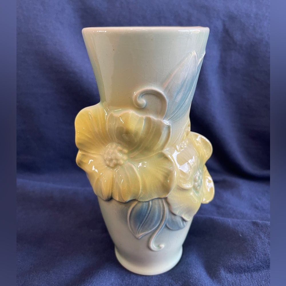 Vintage Royal Copely Vase 7” Green/Blue/Yellow